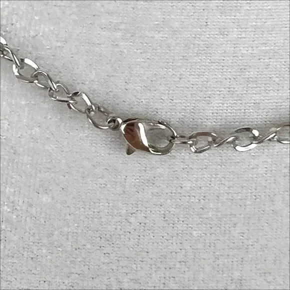 Handmade Silver Tone Chain Necklace With Leaf Charms Pendant Hand Crafted - Picture 3 of 3